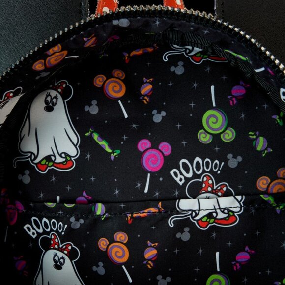 Loungefly Disney Limited Ed Minnie Mouse Ghost Glow in Dark Sequin Mini Backpack